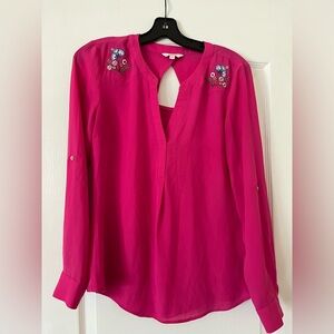 NWOT Candies Electric Pink Embroidered Top